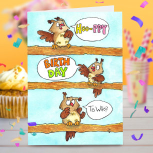 Agradecimiento Tarjeta de Feliz Cumpleaños de Búhos Adorables