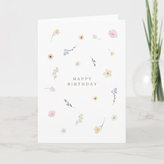 Agradecimiento Tarjeta de Feliz Cumpleaños Floral (Anverso)
