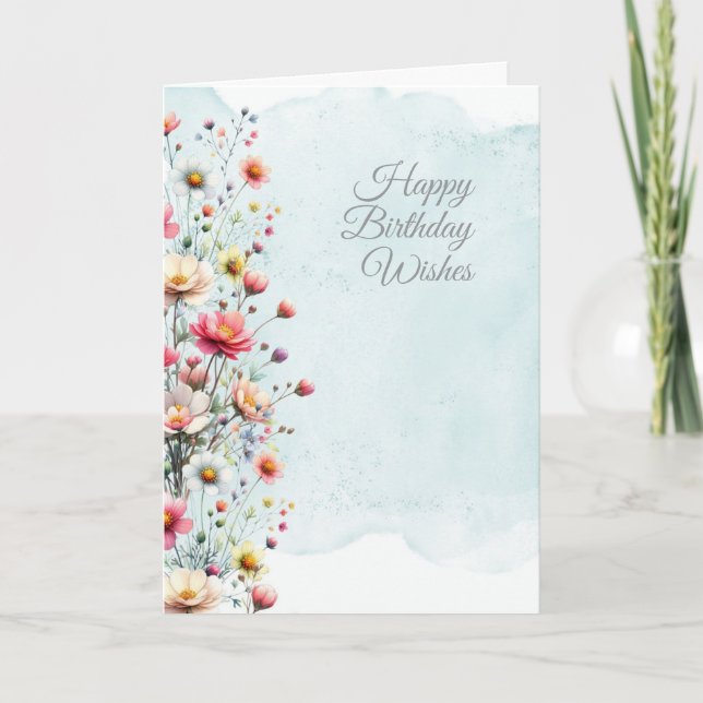 Agradecimiento Tarjeta de Feliz Cumpleaños Floral (Anverso)