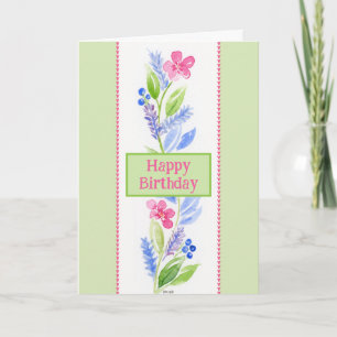 Agradecimiento Tarjeta de FELIZ CUMPLEAÑOS floral de acuarela pin