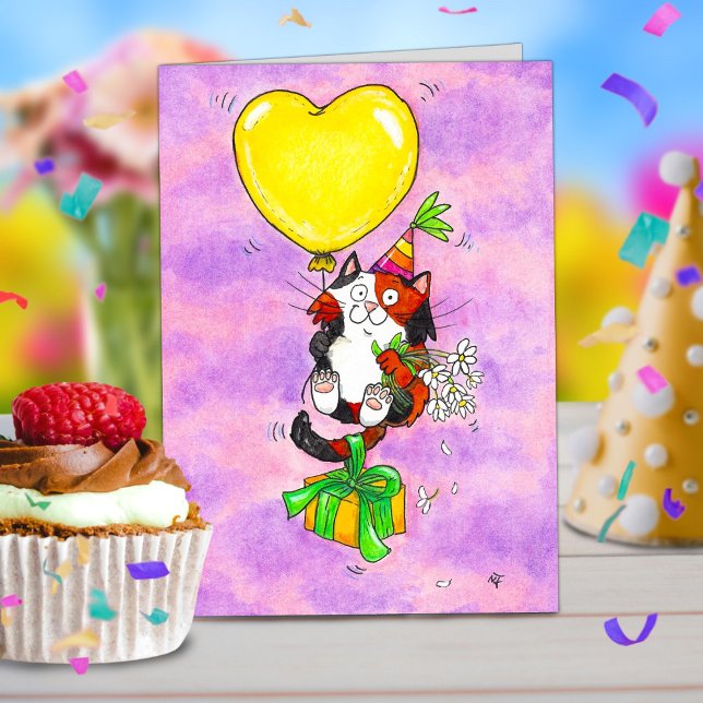 Agradecimiento Tarjeta de Feliz Cumpleaños Gato Calico (Subido por el creador)