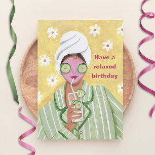 Agradecimiento Tarjeta de Feliz Cumpleaños para una Mujer Relajad