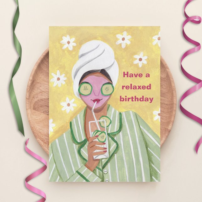 Agradecimiento Tarjeta de Feliz Cumpleaños para una Mujer Relajad (Have a Relaxed Woman Birthday Greeting Card)