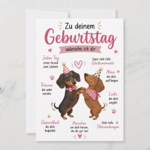 Agradecimiento Tarjeta de Feliz Cumpleaños Perro Salchicha para A