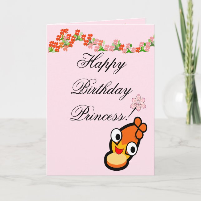 Agradecimiento Tarjeta de Feliz Cumpleaños Princesa Cara Linda (Anverso)