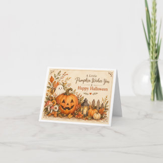 Agradecimiento Tarjeta de Feliz Halloween de Calabaza de Otoño co