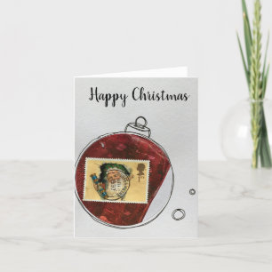 Agradecimiento Tarjeta de feliz Navidad - adorno dibujado a mano 