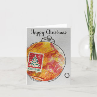 Agradecimiento Tarjeta de feliz Navidad - adorno dibujado a mano 