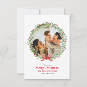 Agradecimiento Tarjeta de Feliz Navidad con Foto de Corona de Nav