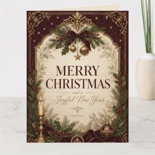 Agradecimiento Tarjeta de Feliz Navidad Victoriana Vintage Elegan