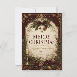 Agradecimiento Tarjeta de Feliz Navidad Victoriana Vintage Elegan