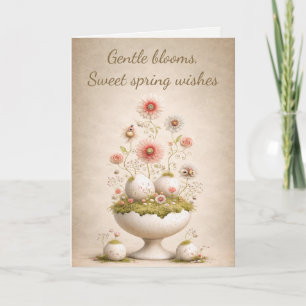 Agradecimiento Tarjeta de Feliz Pascua Floral Suave Primavera Ele