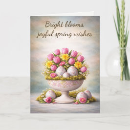 Agradecimiento Tarjeta de Feliz Pascua Tulipanes Floral Primavera