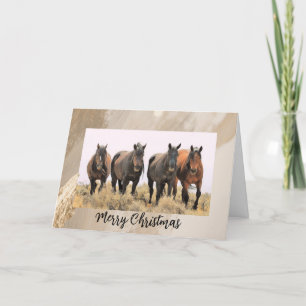 Agradecimiento Tarjeta de feriado navideña para caballos salvajes