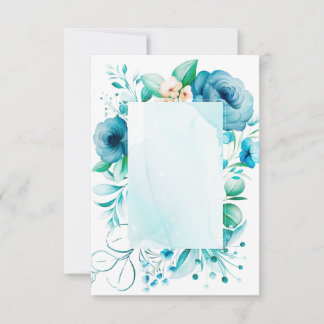Agradecimiento Tarjeta de flores azules de acuarela, crea la tuya
