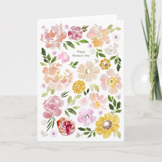 Agradecimiento Tarjeta de flores de acuarela del día de la madre  (Anverso)