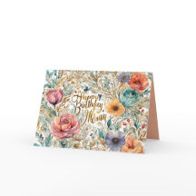 Tarjeta de flores de cumpleaños de mamá
