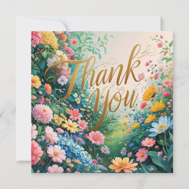 Agradecimiento Tarjeta de flores de jardín florecientes (Anverso)