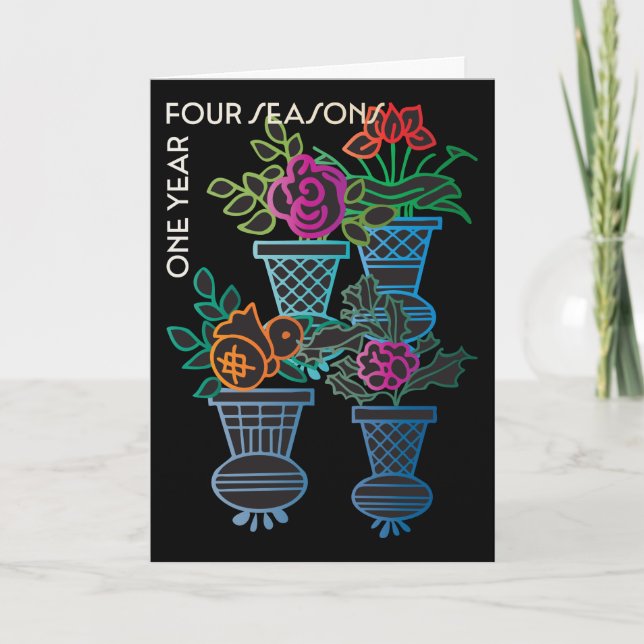 Agradecimiento Tarjeta de flores del año de Mah Jongg (Anverso)