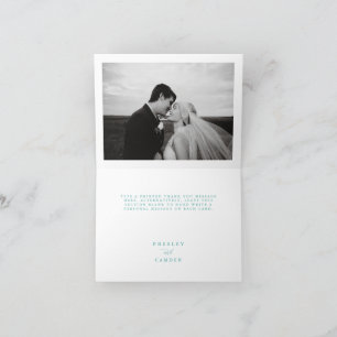 Agradecimiento Tarjeta de Foto Aqua Blue Gracias Minimalista Boda