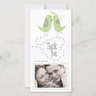 Agradecimiento Tarjeta de foto de Amantes Verdes de boda