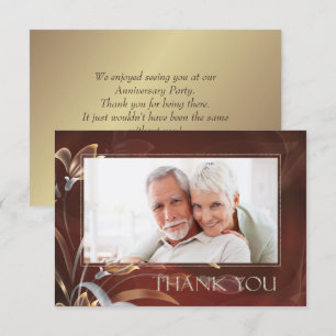 Agradecimiento Tarjeta de Foto de Aniversario de Boda Caoba Gold