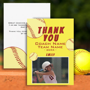 Agradecimiento Tarjeta de foto de béisbol femenino Coach Yellow G