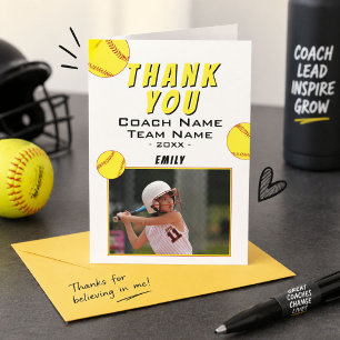 Agradecimiento Tarjeta de foto de béisbol suave amarillo de agrad