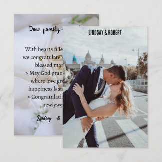 Agradecimiento tarjeta de foto de boda