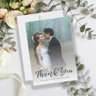 Agradecimiento Tarjeta de Foto de Boda con Letra de Pincel Modern
