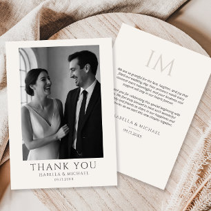 Agradecimiento Tarjeta de Foto de Boda Elegante Con Mensaje