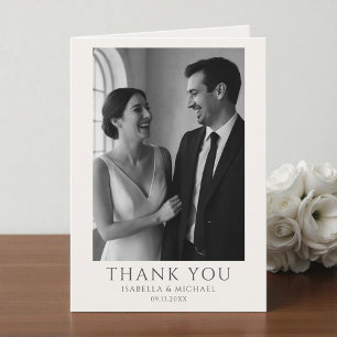 Agradecimiento Tarjeta de Foto de Boda Elegante con Mensaje de Ag