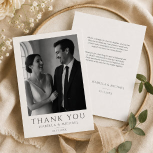 Agradecimiento Tarjeta de Foto de Boda Romántica Clásica Con Mens