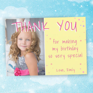 Agradecimiento Tarjeta de Foto de Cumpleaños Femenina con Estrell