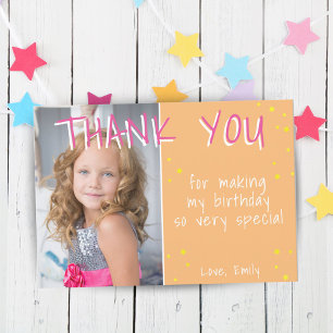 Agradecimiento Tarjeta de Foto de Cumpleaños Gracias Estrellas de