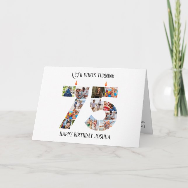 Agradecimiento Tarjeta de foto de cumpleaños número 75 (Anverso)