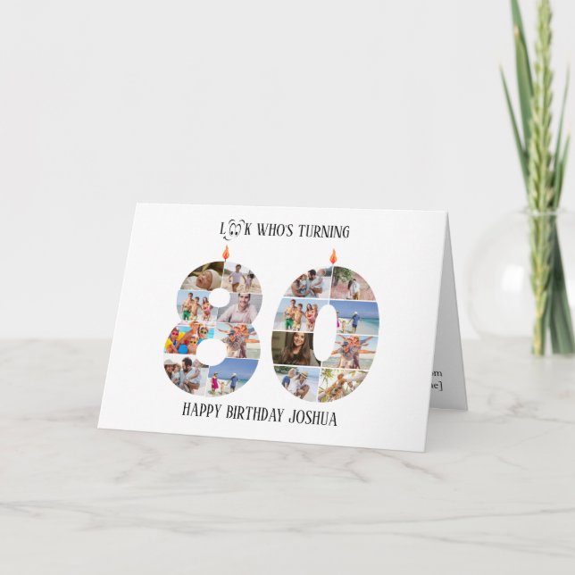 Agradecimiento Tarjeta de foto de cumpleaños número 80 (Anverso)