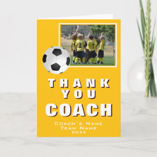 Agradecimiento Tarjeta de foto de equipo de fútbol amarillo Graci