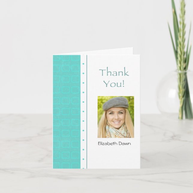 Agradecimiento Tarjeta de foto de Graduación Gracias Bloques (Anverso)