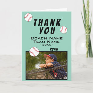 Agradecimiento Tarjeta de foto de pelota de béisbol Coach Gracias