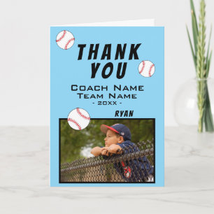 Agradecimiento Tarjeta de foto de pelota de béisbol del entrenado