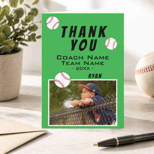 Agradecimiento Tarjeta de Foto de Pelota de Béisbol Verde Gracias