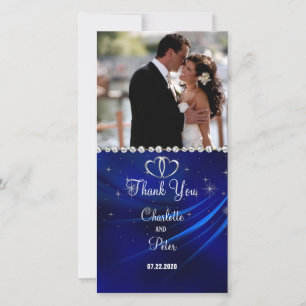 Agradecimiento Tarjeta de foto de Royal Blue Diamonds/Hearts