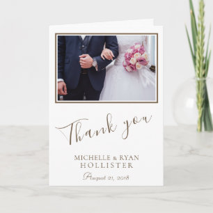 Agradecimiento Tarjeta de foto elegante gracias boda personalizad