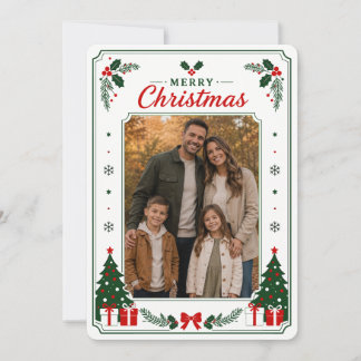 Agradecimiento Tarjeta de Foto Familiar Clásica de Navidad Tradic