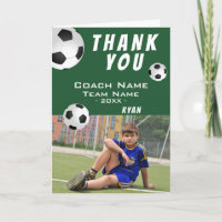 Tarjeta de foto fútbol soccer azul Gracias entrena