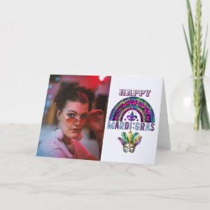 Agradecimiento Tarjeta de Foto Personalizada de Mardi Gras