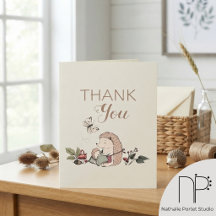 Tarjeta de Foto Plegada de Mamá y Bebé Erizo
