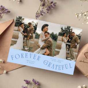 Agradecimiento Tarjeta de fotos de boda Forever Grateful Icy Blue