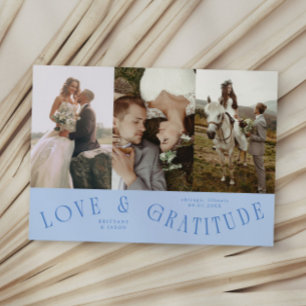 Agradecimiento Tarjeta de fotos de boda Icy Blue de amor y gratit